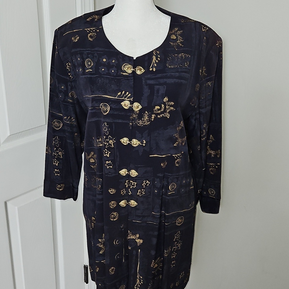 Pride & Joy Vintage Women's Blue Art to Wear Tunic Style Size 12